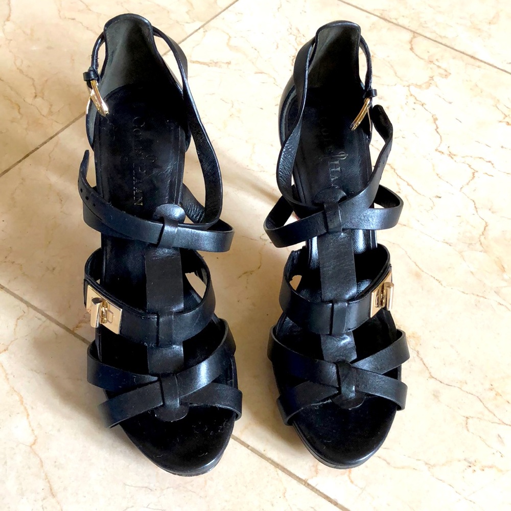 Cole haan black strappy leather sandals